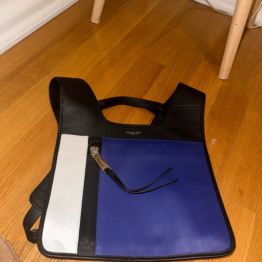 Michael Kors Collection Black and Blue Backpack Modern Design